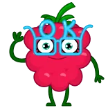 👌 OK framboesa, fruta, ok, óculos, desenho animado telegram sticker