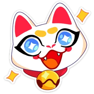 🤩 cat, animal, lucky cat, kawaii, cartoon, sticker, bell whatsapp sticker