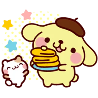 🍪 Pompompurin Pompompurin, Sanrio, dog, cartoon, kawaii, cute, pancakes telegram sticker