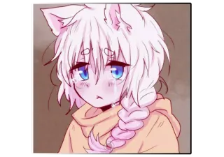 😢 аниме, грустный, кот, плачущий, мультфильм, каваий, иллюстрация telegram sticker