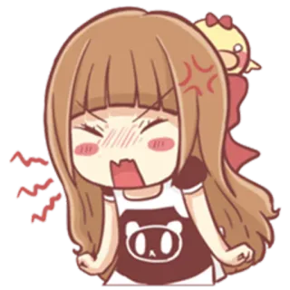😠 애니메이션, 스티커, 화난, 만화, 여자, 귀여운, 치비 telegram sticker