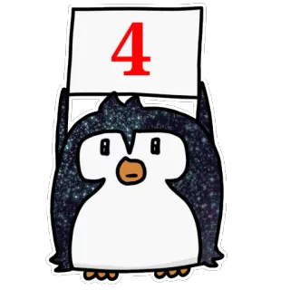 4⃣ 4 pingüino, número, cuatro, animal, dibujo animado telegram sticker
