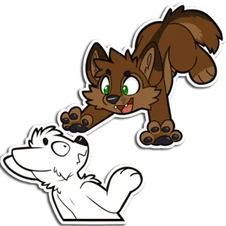 😈 furry, wolf, puppy, cartoon, playful, cute, animals, drawing, sticker telegram sticker