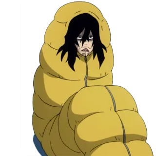 😐 Shota Aizawa My Hero Academia Shota Aizawa, My Hero Academia, saco de dormir, anime, profesor telegram sticker