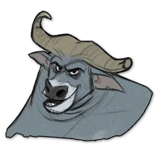 😉 búfalo, animal, desenho animado, vida selvagem, retrato telegram sticker