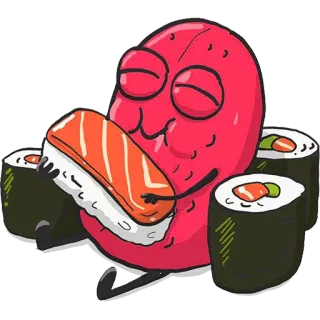 🍣 Sushi, Cartoon, Nourriture, Kawaii whatsapp sticker