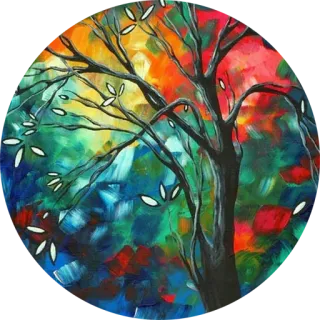 🌳 tree, art, colorful, abstract, painting, nature whatsapp sticker