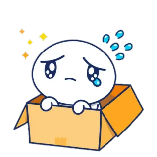 😢 cartoon, sad, upset, box, cry, kawaii, cute, tears telegram sticker