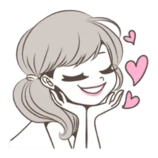 🥰 kartun, wanita, gadis, cinta, hati, lucu telegram sticker