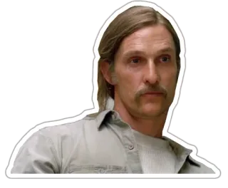 😞 Rust Cohle True Detective Раст Коул, Настоящий детектив, Мэттью МакКонахи, детектив, сериал, персонаж telegram sticker