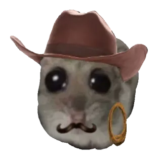 🤠 Sad Hamster sad hamster, cowboy, meme, mustache, funny, western telegram sticker