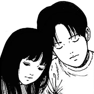 💏 Manga, Pareja, Triste, Anime, Dibujo, Blanco y negro whatsapp sticker