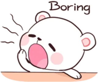 😞 Boring 곰, 지루함, 귀여운, 졸린 telegram sticker