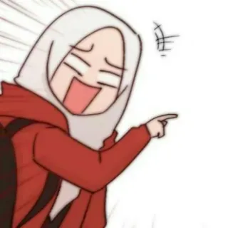 📚 Dibujo animado, Personaje, Mujer, Hiyab, Señalando, Emoción telegram sticker