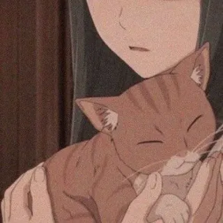 🖤 gatto, ragazza, animale domestico, anime, carino, animale, domestico telegram sticker
