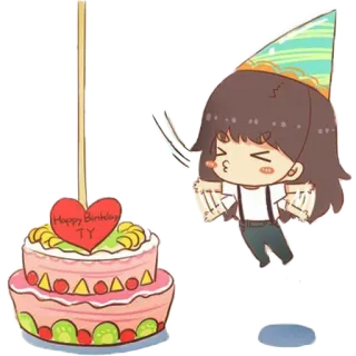 😣 Happy Birthday TY день рождения, торт, праздник, вечеринка, мультфильм telegram sticker
