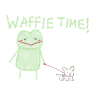 🦮 WAFFLE TIME! Waffle, Sapo, Cachorro, Caminhada, Desenho animado, Fofo, Animal de estimação telegram sticker