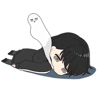 😔 Dessin animé, Animé, Triste, Fantôme, Mignon, Kawaii telegram sticker