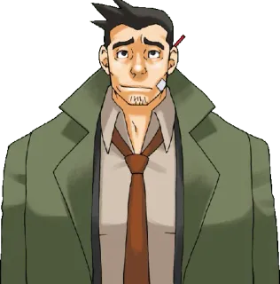 ❔ Dick Gumshoe Ace Attorney detektyw, policjant, śledztwo, anime, gra telegram sticker