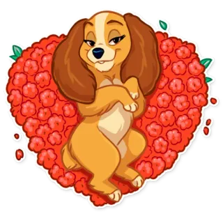 💝 Lady Lady and the Tramp chien, dessin animé, Disney, mignon, coeur, amour telegram sticker