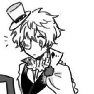 🃏 动漫, 漫画, 角色, 黑白, 高帽 telegram sticker