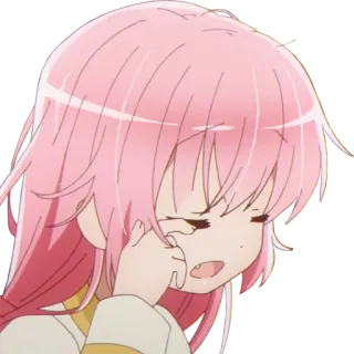 😪 anime, piangere, capelli rosa, ragazza, triste telegram sticker