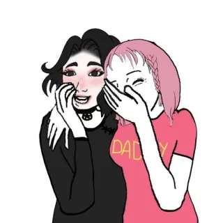 😂 DADDY girl, cartoon, friend, pink, black, collar telegram sticker