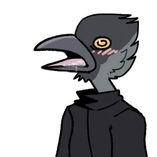 🤤 uccello, cartone animato, corvo, personaggio, animale telegram sticker
