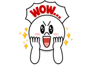 🤑 WOW... вау, взволнованный, счастливый, мультфильм, эмоция, поражённый whatsapp sticker