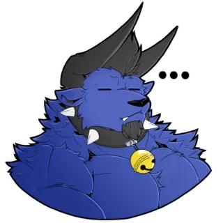 😑 ... Furry, Monster, Anthro, Blauw, Demon, Fantasy telegram sticker