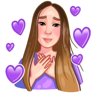 🥰 kreskówka, serca, miłość, dziewczyna, portret telegram sticker