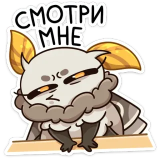 🤨 СМОТРИ МНЕ falena, carino, animale, cartone animato, adesivo, espressione telegram sticker