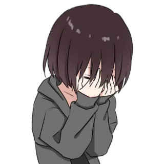 😭 gadis anime, menangis, sedih, emosional, manga, karakter telegram sticker