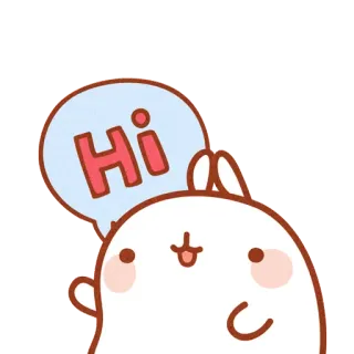 👋 Hi greeting, cute, rabbit, molang, hi telegram sticker