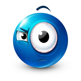 😳 enfadado, azul, molesto, pelota, emoticono, dibujo animado, personaje whatsapp sticker