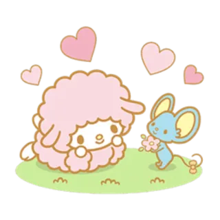 🥰 овца, мышь, цветы, мультфильм, милый, любовь, каваи whatsapp sticker