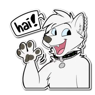 👋 hai! hond, harig, groet, dier, cartoon telegram sticker