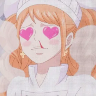 💞 Vinsmoke Pudding One Piece anime, heart eyes, cartoon, love, happy telegram sticker