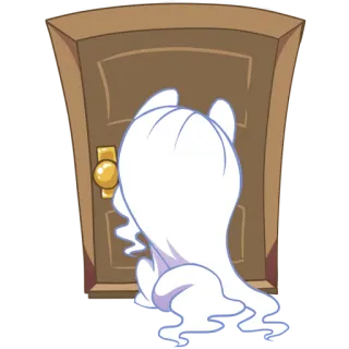 🚪 fantôme, porte, dessin animé, effrayant, mignon, illustration telegram sticker