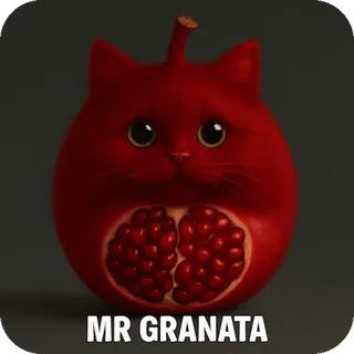 ❤️ MR GRANATA ทับทิม, แมว, ผลไม้, สัตว์, น่ารัก, ลูกผสม, ตลก whatsapp sticker
