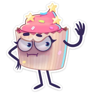 👋 纸杯蛋糕, 卡通, 可爱, 甜点, 甜的, 食物, 角色 telegram sticker