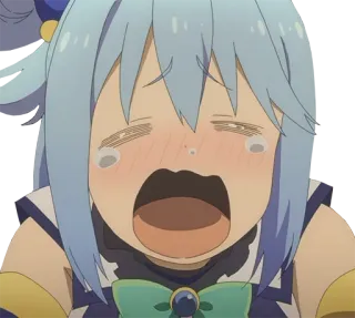 😭 Aqua Anime, Menangis, Ekspresi, Lucu, Kawaii telegram sticker