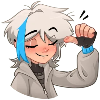 ✊ anime style, character, digital art, sticker, cartoon, cute telegram sticker