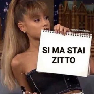 🤫 SI MA STAI ZITTO ariana grande, señal, italiano, cállate, meme, celebridad whatsapp sticker