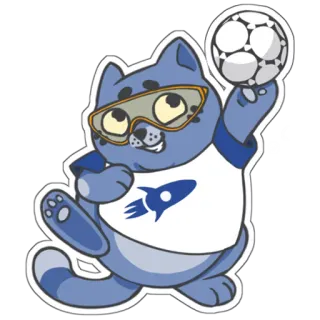 ⚽ gato, cohete, balón de fútbol, dibujo animado, animal, deporte whatsapp sticker