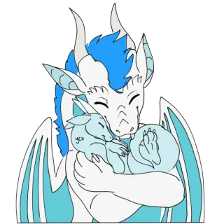 ❤️ dragão, fantasia, fofo, mãe, bebê, amor, desenho animado telegram sticker