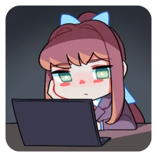 😐 Monika Doki Doki Literature Club! Anime, Jeu vidéo, Mignon, Monika, Doki Doki Literature Club, Chibi, Fille, Ordinateur telegram sticker
