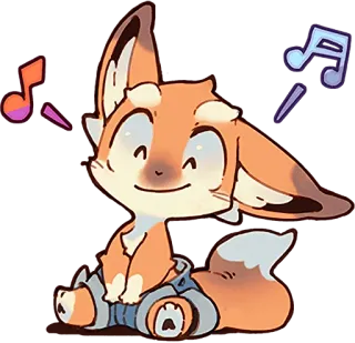 ☺️ лиса, животное, мультфильм, милый, музыка, каваи telegram sticker