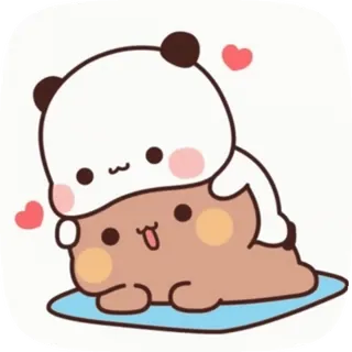 ❤️ fofo, desenho animado, panda, urso, kawaii, coração telegram sticker
