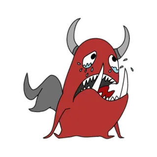 😭 Monster, Dämon, weinend, traurig, Cartoon, rot, Hörner telegram sticker